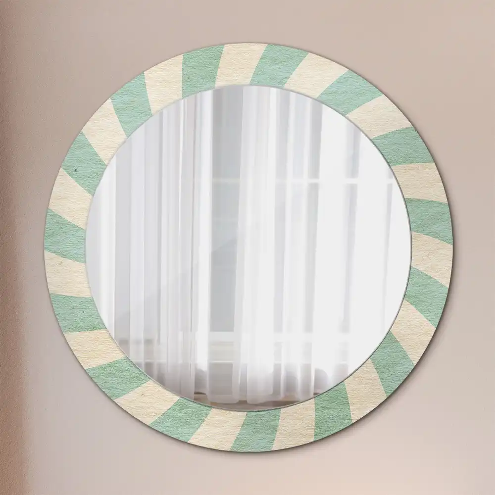 Oglindă rotundă decorativă cu aspect retro pastelat