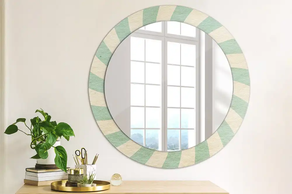 Oglindă rotundă decorativă cu aspect retro pastelat