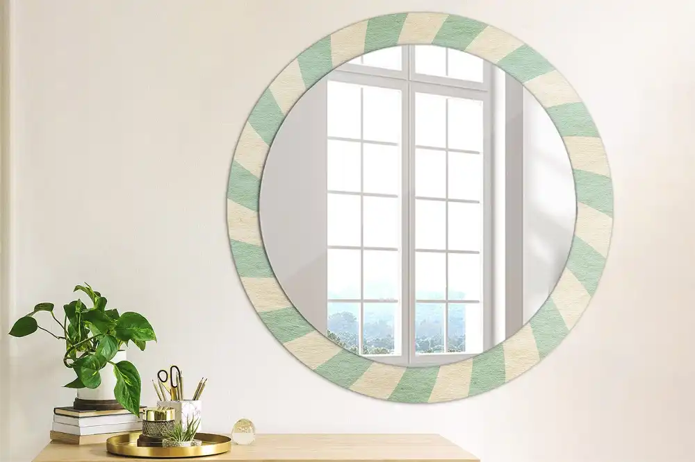 Oglindă rotundă decorativă cu aspect retro pastelat