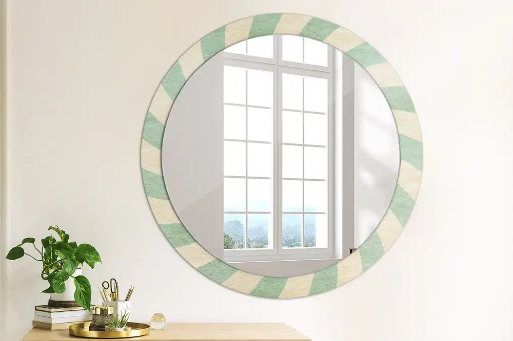 Oglindă rotundă decorativă cu aspect retro pastelat