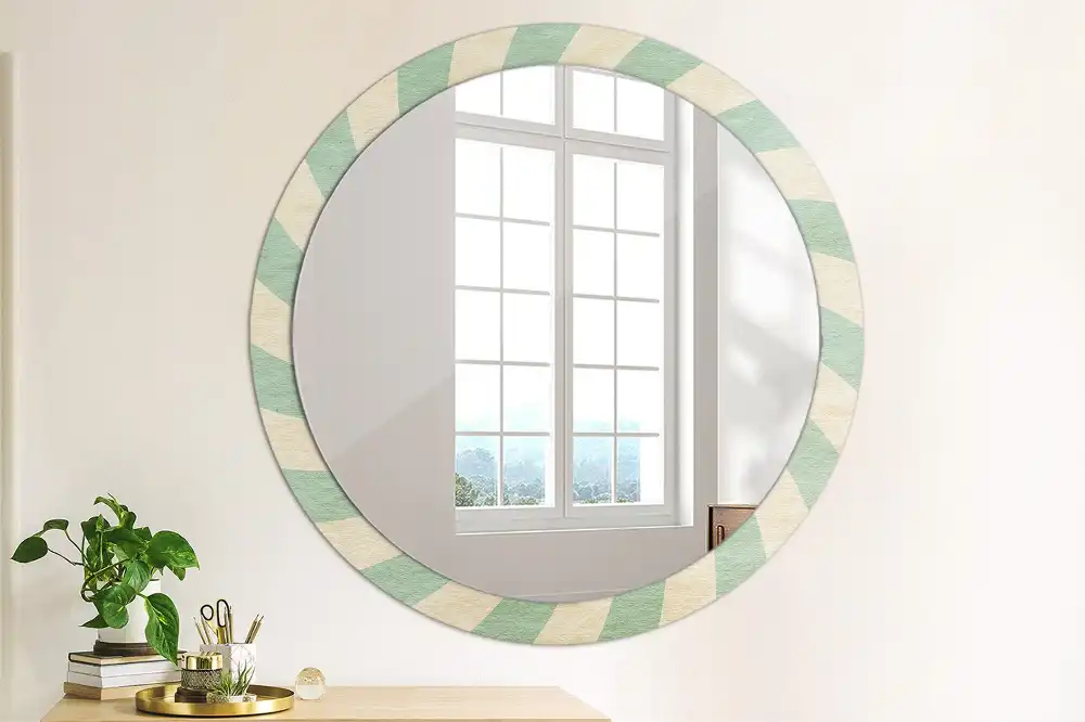 Oglindă rotundă decorativă cu aspect retro pastelat