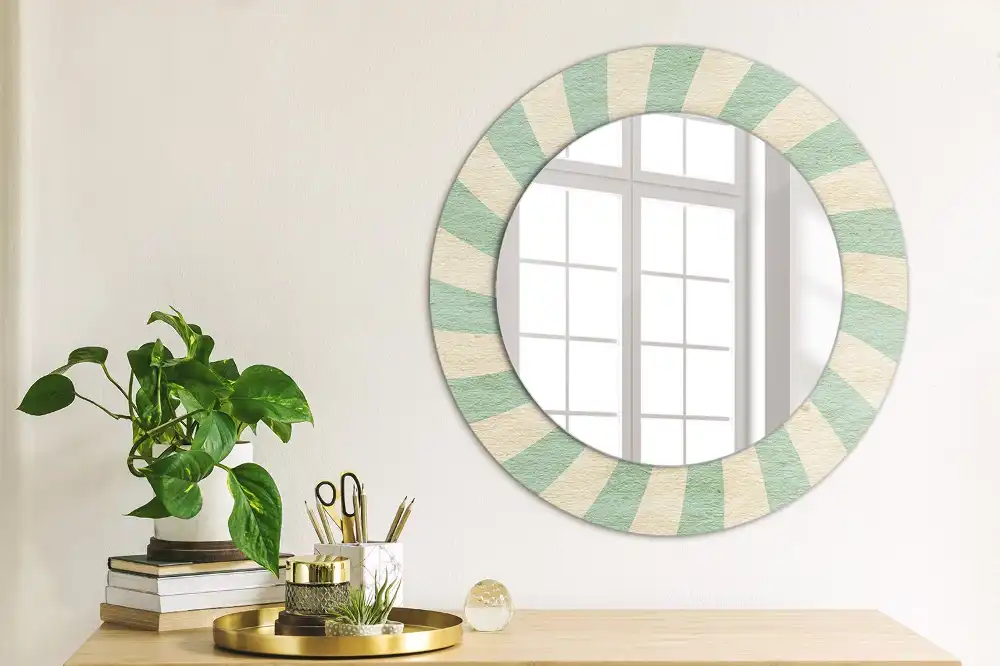 Oglindă rotundă decorativă cu aspect retro pastelat