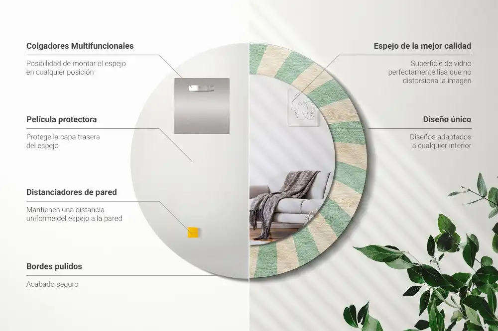 Oglindă rotundă decorativă cu aspect retro pastelat
