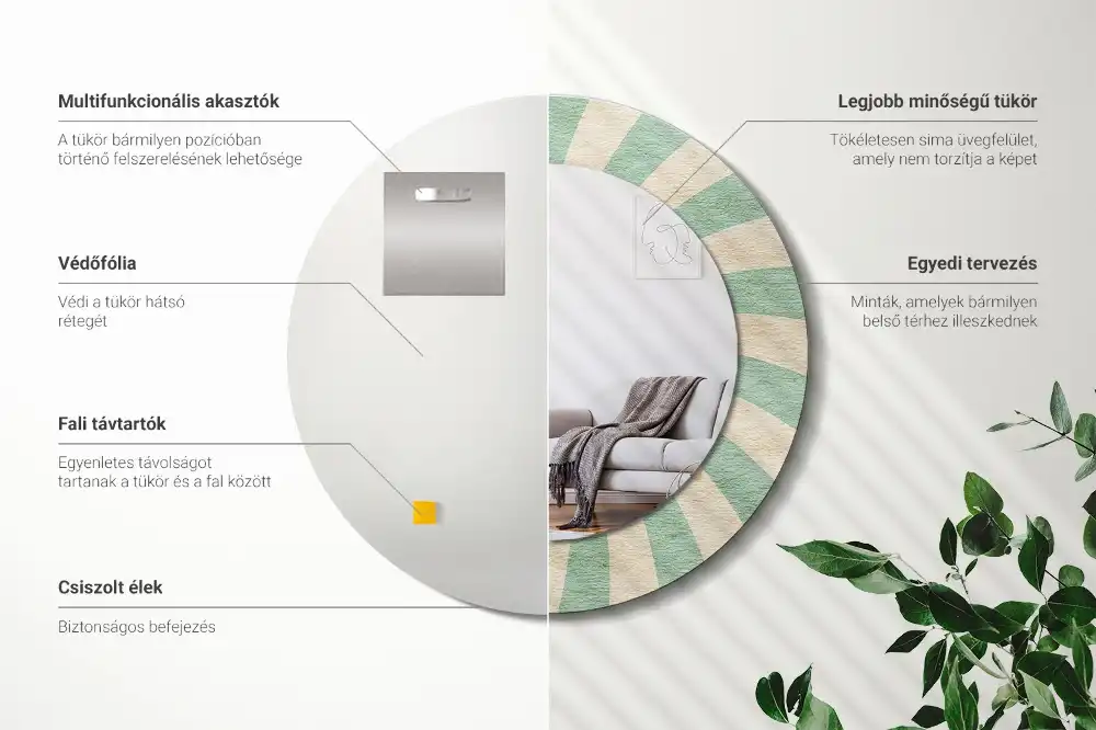 Oglindă rotundă decorativă cu aspect retro pastelat