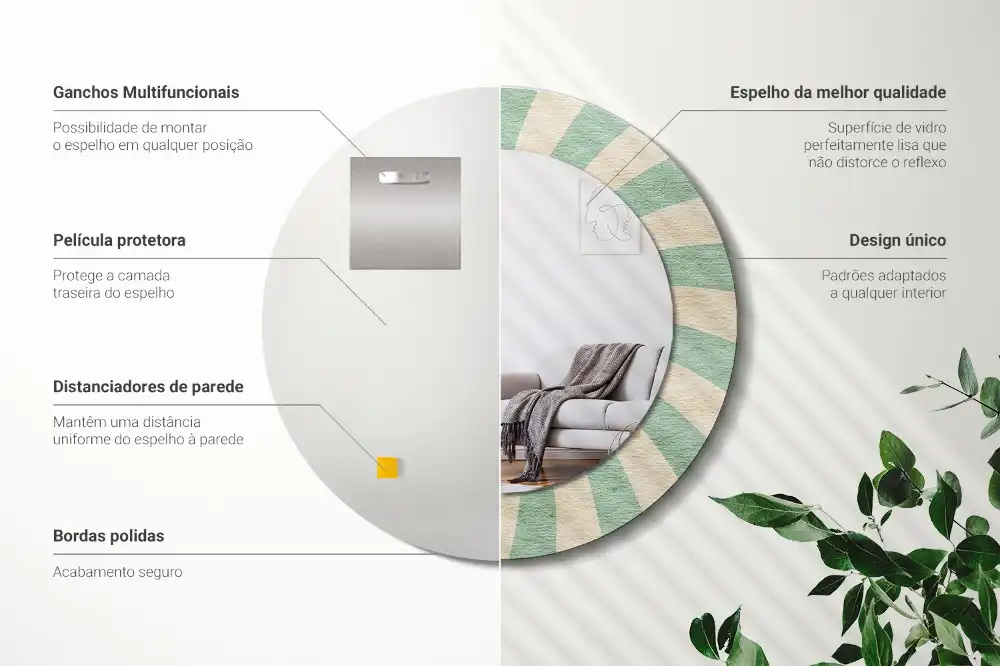 Oglindă rotundă decorativă cu aspect retro pastelat