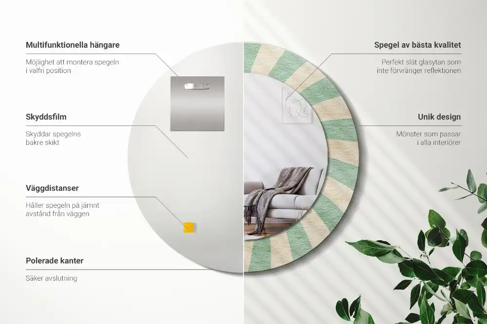 Oglindă rotundă decorativă cu aspect retro pastelat