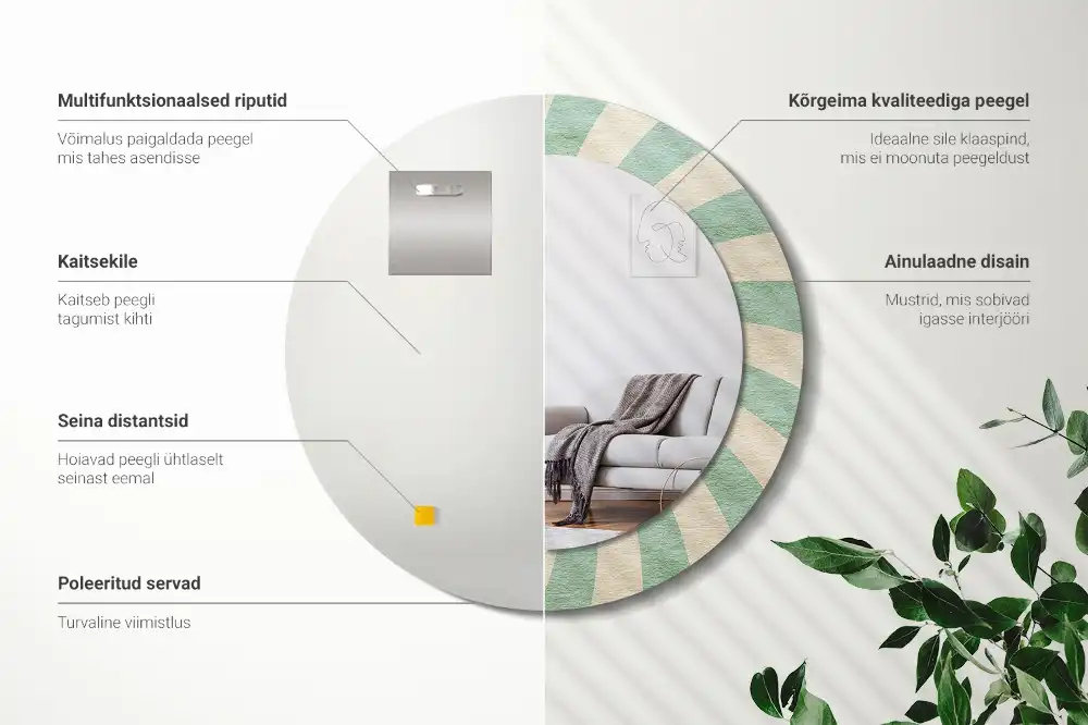 Oglindă rotundă decorativă cu aspect retro pastelat