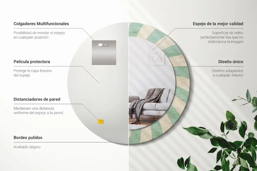 Oglindă rotundă decorativă cu aspect retro pastelat