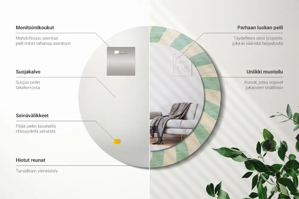Oglindă rotundă decorativă cu aspect retro pastelat
