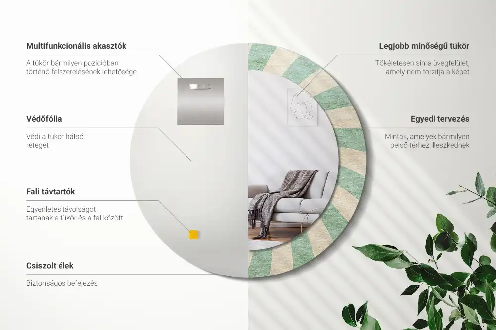 Oglindă rotundă decorativă cu aspect retro pastelat