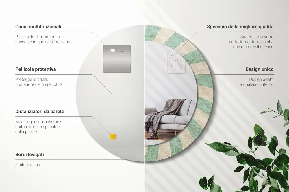 Oglindă rotundă decorativă cu aspect retro pastelat