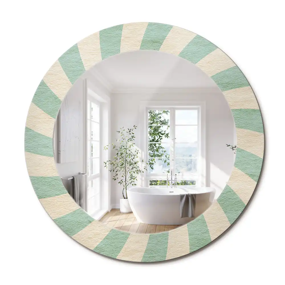Oglindă rotundă decorativă cu aspect retro pastelat
