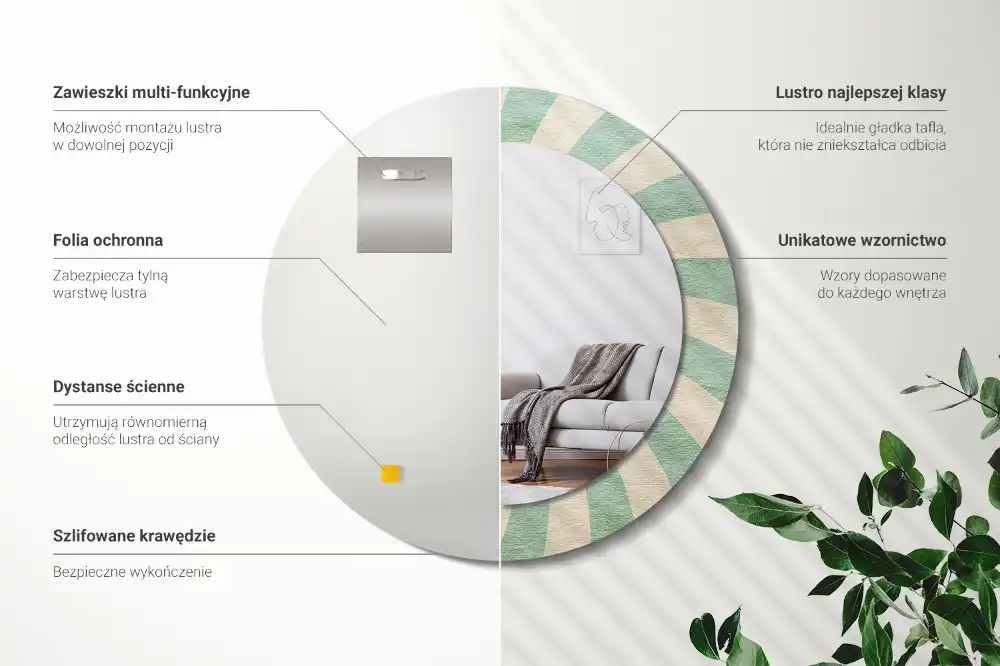Oglindă rotundă decorativă cu aspect retro pastelat