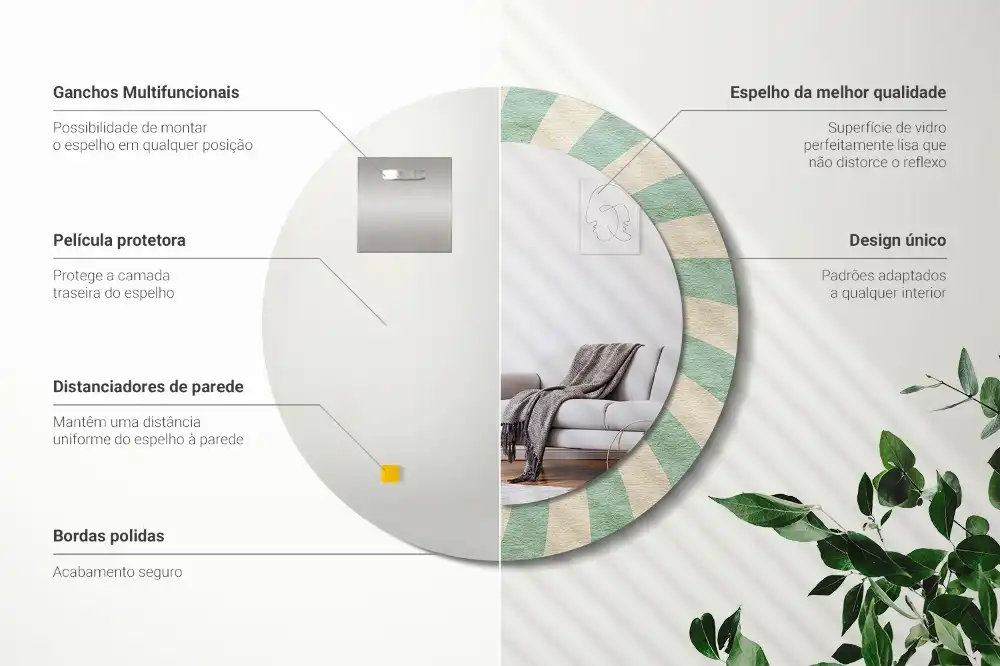 Oglindă rotundă decorativă cu aspect retro pastelat