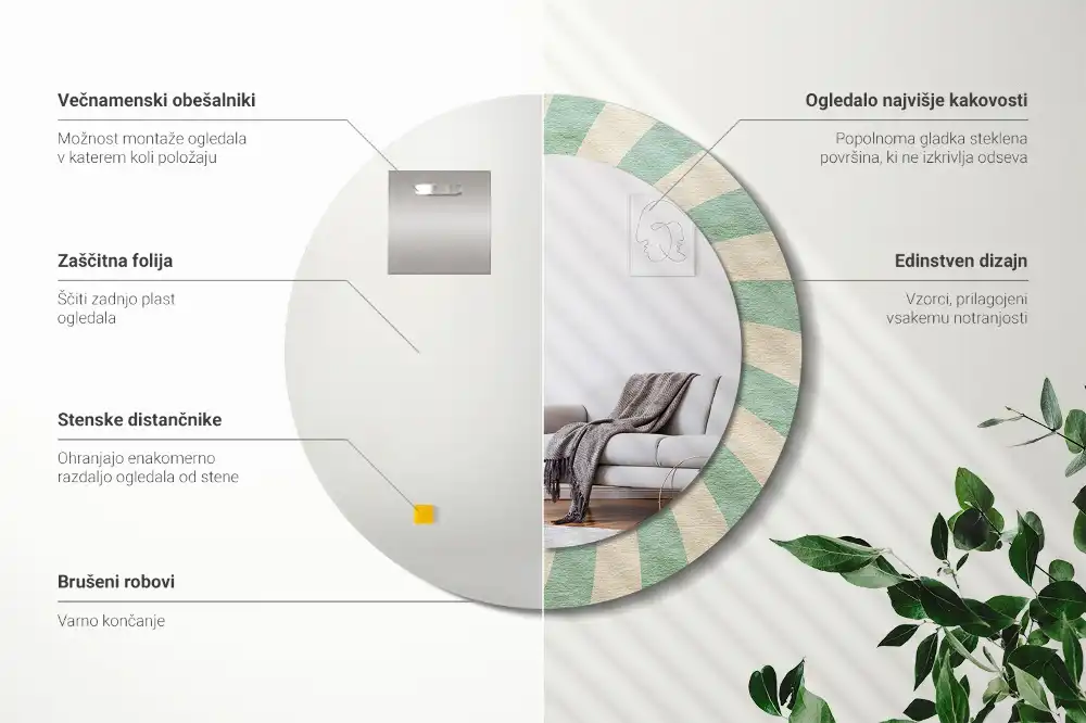 Oglindă rotundă decorativă cu aspect retro pastelat