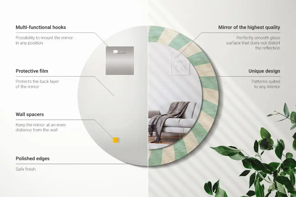 Oglindă rotundă decorativă cu aspect retro pastelat