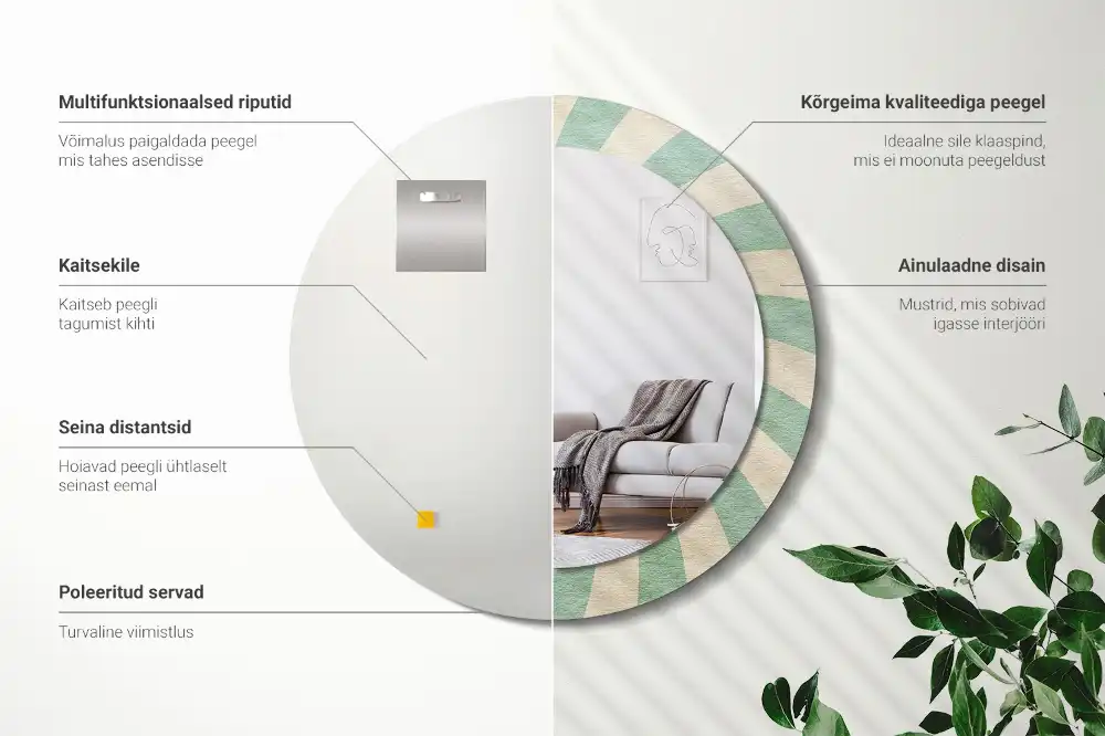 Oglindă rotundă decorativă cu aspect retro pastelat