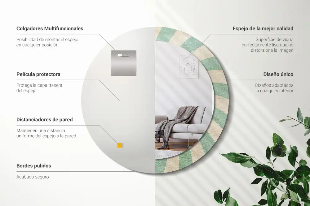 Oglindă rotundă decorativă cu aspect retro pastelat