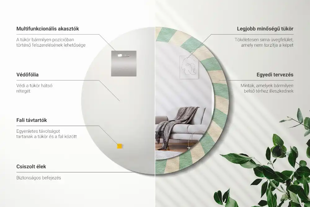 Oglindă rotundă decorativă cu aspect retro pastelat
