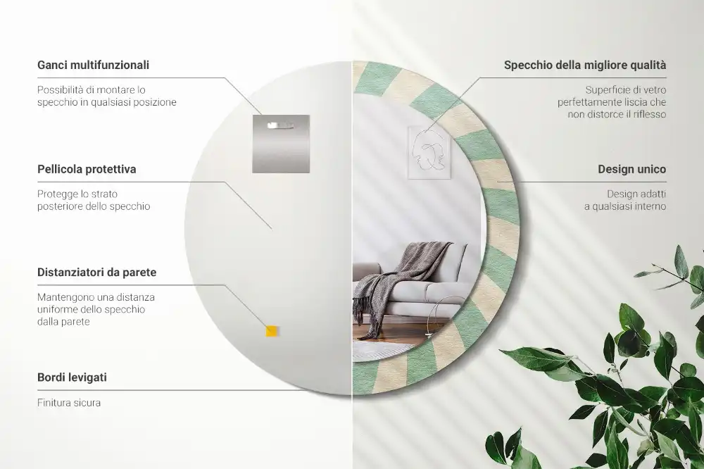 Oglindă rotundă decorativă cu aspect retro pastelat