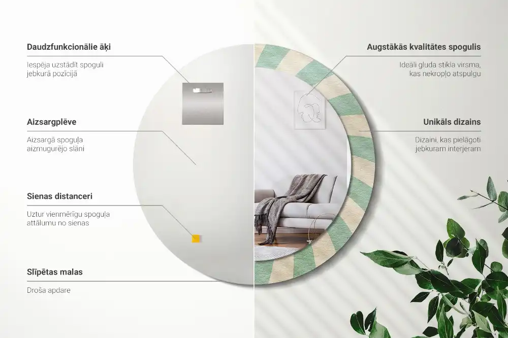 Oglindă rotundă decorativă cu aspect retro pastelat