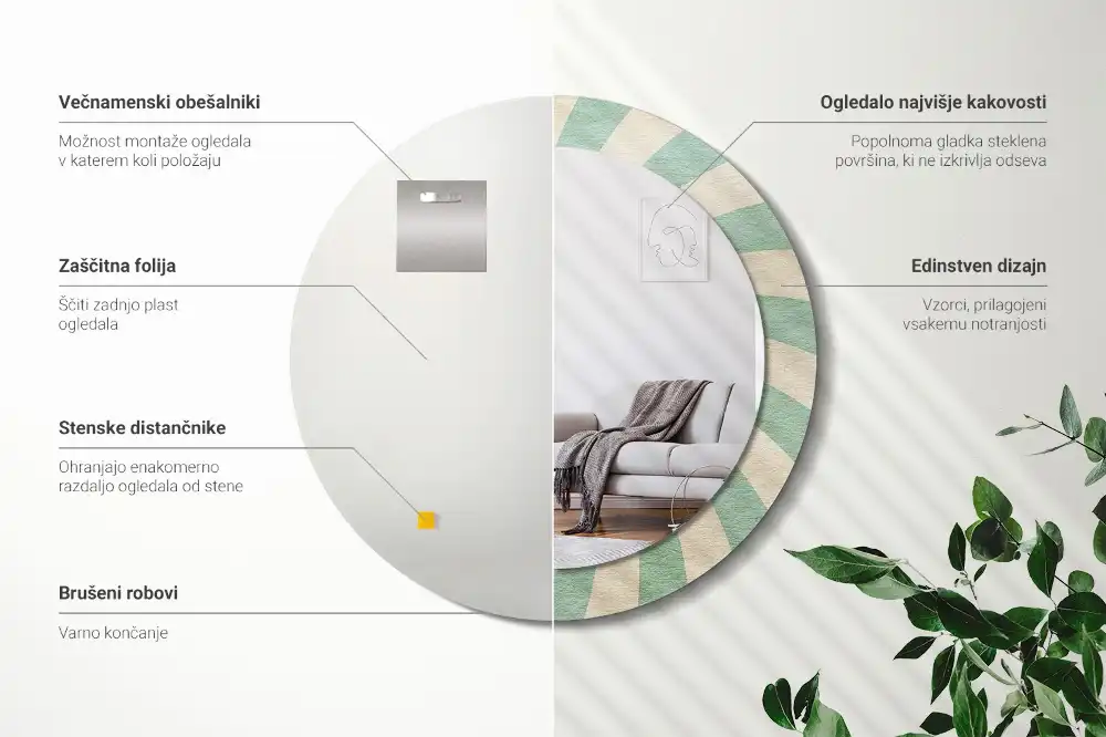 Oglindă rotundă decorativă cu aspect retro pastelat