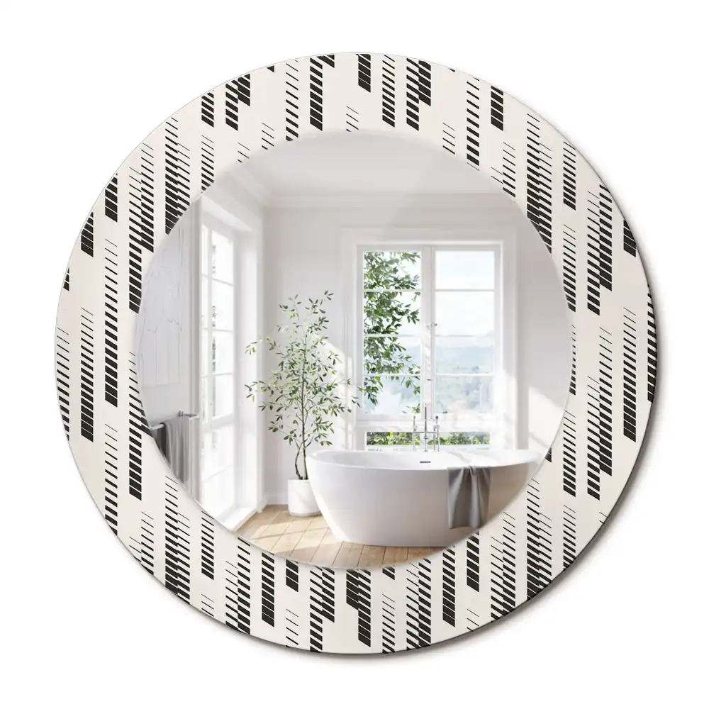 Oglindă rotundă decorativă de perete cu model cu dungi