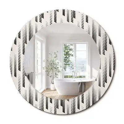 Oglindă rotundă decorativă de perete cu model cu dungi