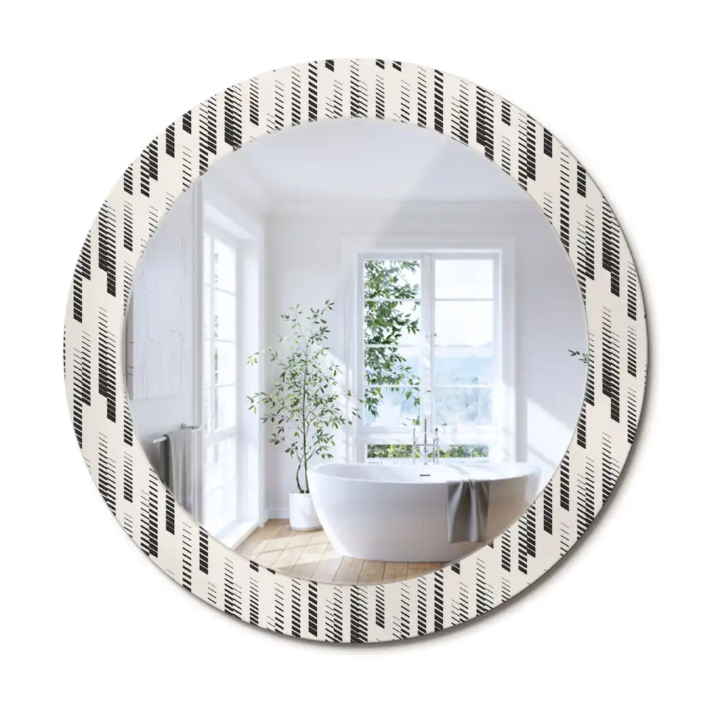 Oglindă rotundă decorativă de perete cu model cu dungi