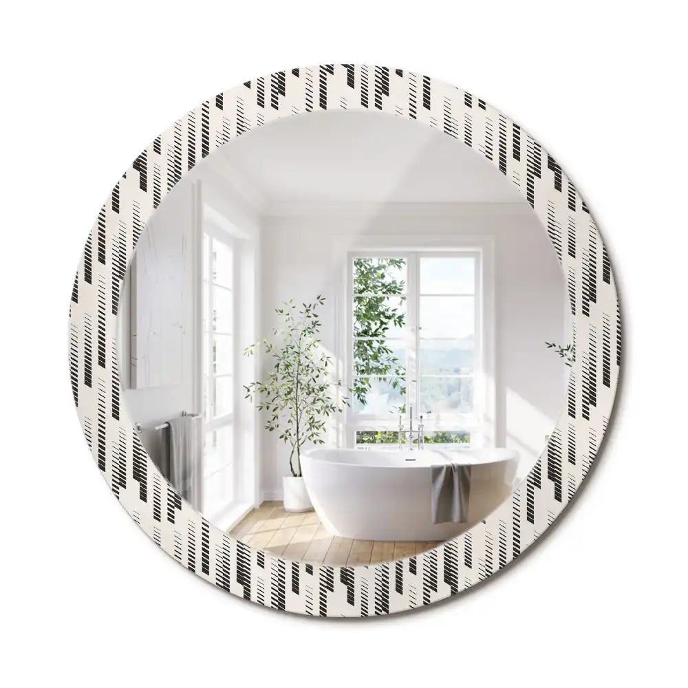Oglindă rotundă decorativă de perete cu model cu dungi