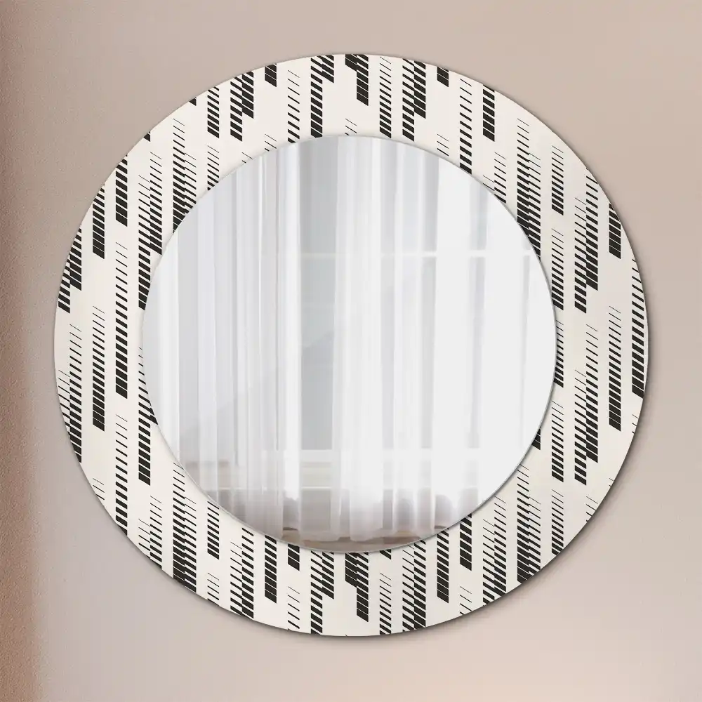 Oglindă rotundă decorativă de perete cu model cu dungi