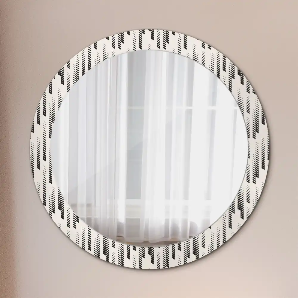 Oglindă rotundă decorativă de perete cu model cu dungi