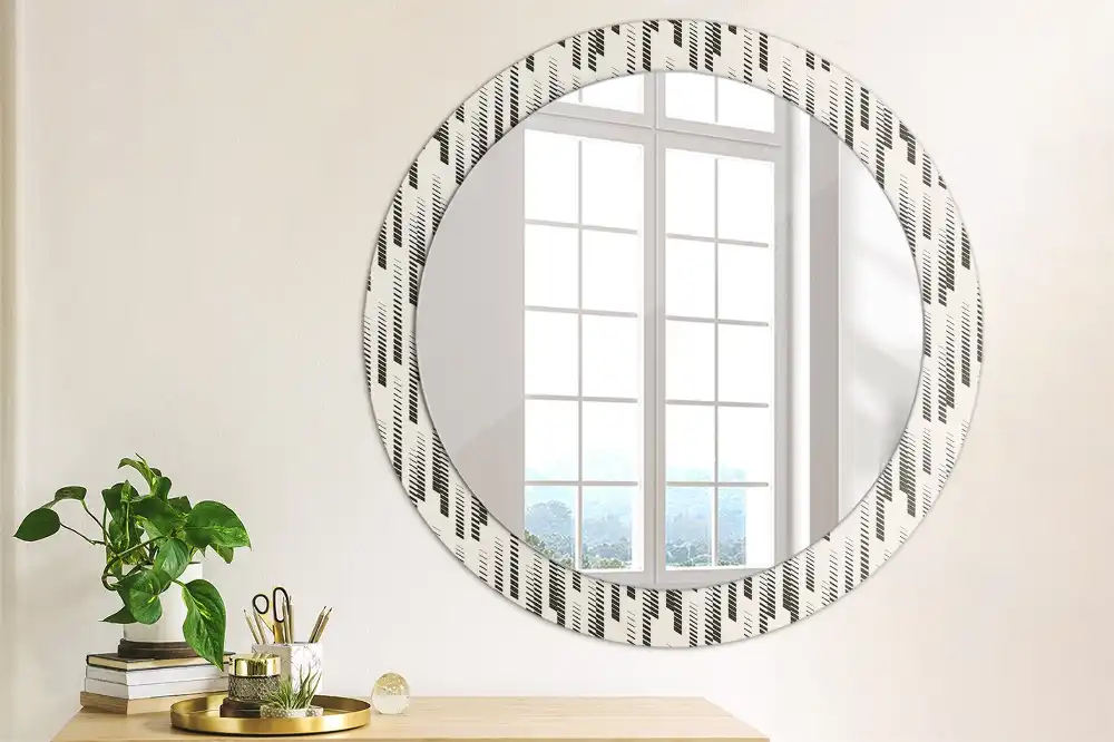 Oglindă rotundă decorativă de perete cu model cu dungi