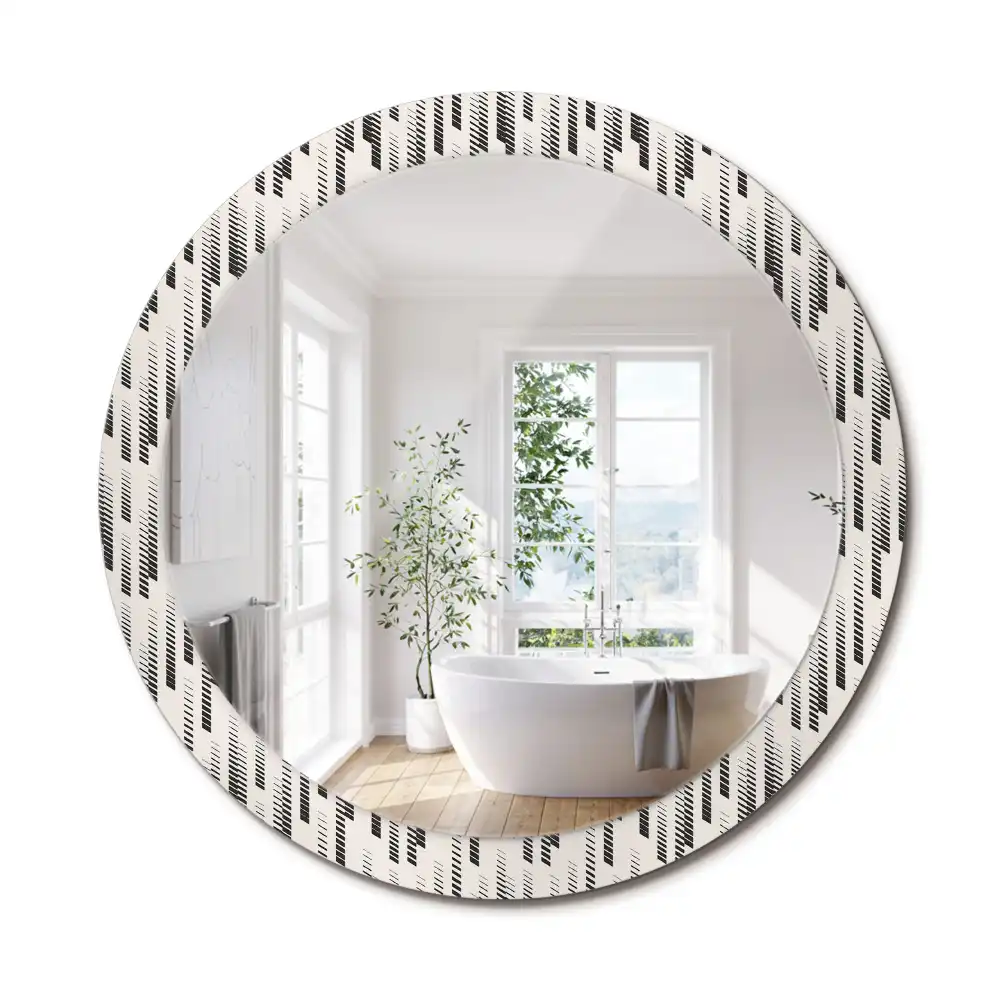 Oglindă rotundă decorativă de perete cu model cu dungi