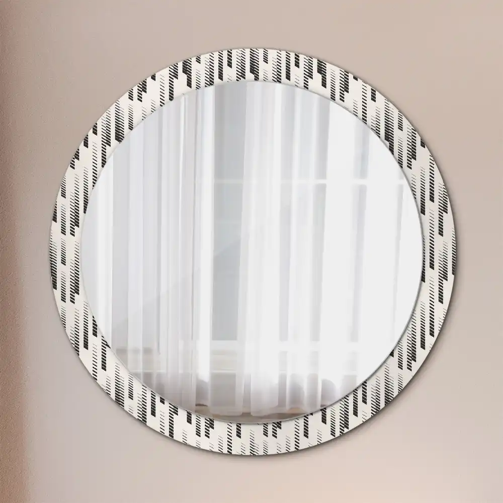 Oglindă rotundă decorativă de perete cu model cu dungi