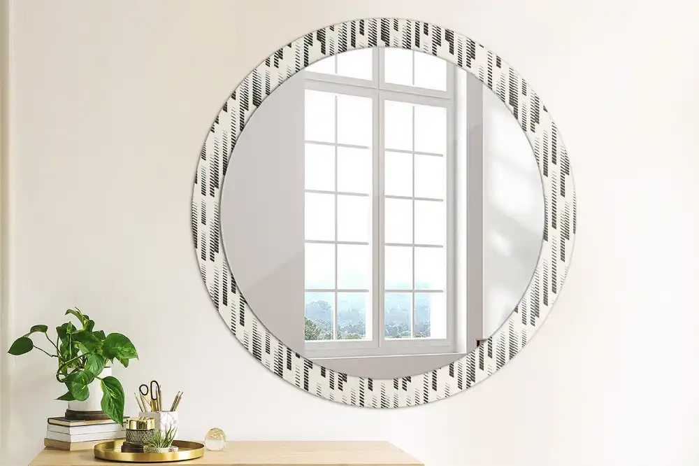 Oglindă rotundă decorativă de perete cu model cu dungi