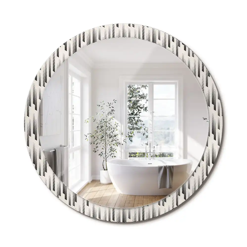 Oglindă rotundă decorativă de perete cu model cu dungi