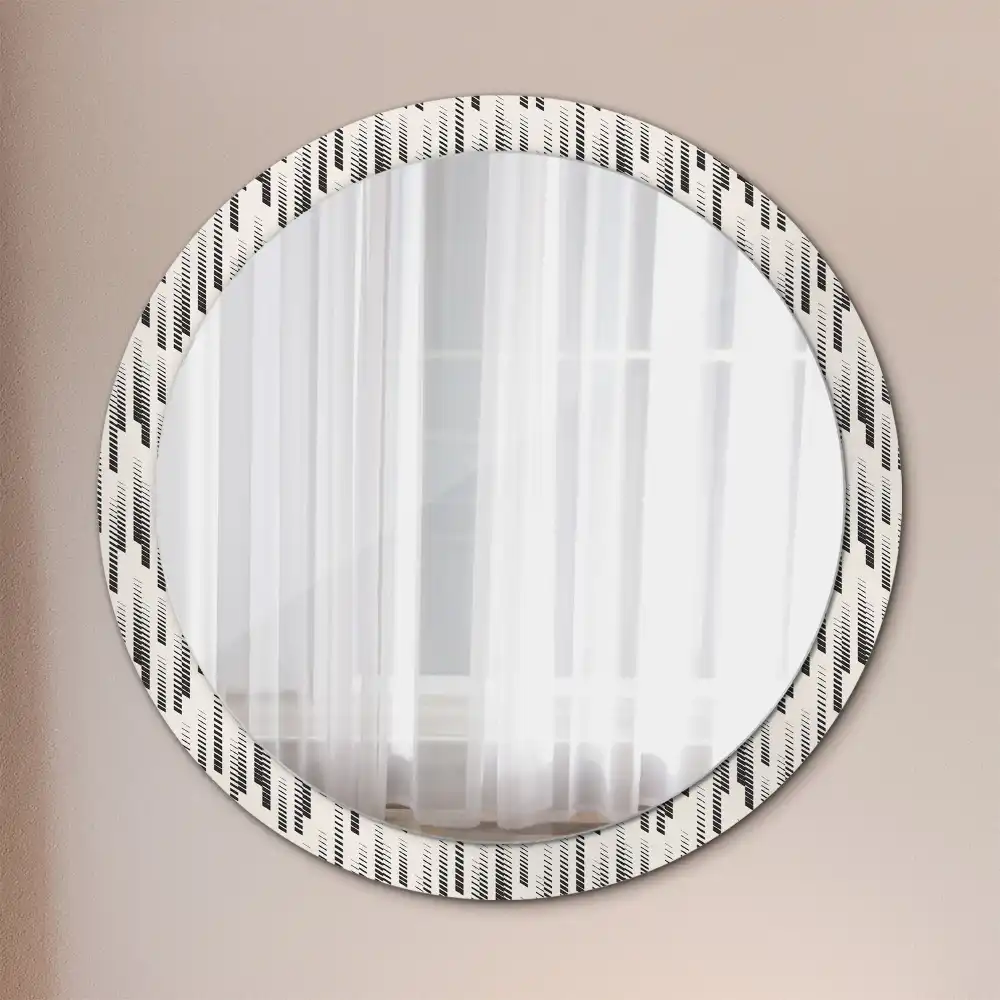 Oglindă rotundă decorativă de perete cu model cu dungi