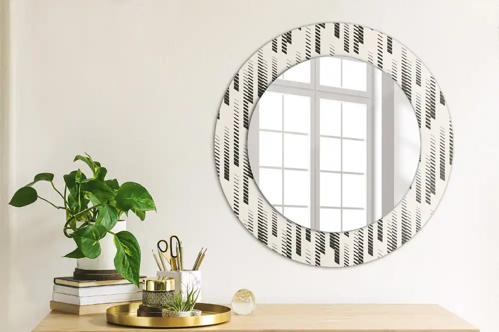 Oglindă rotundă decorativă de perete cu model cu dungi
