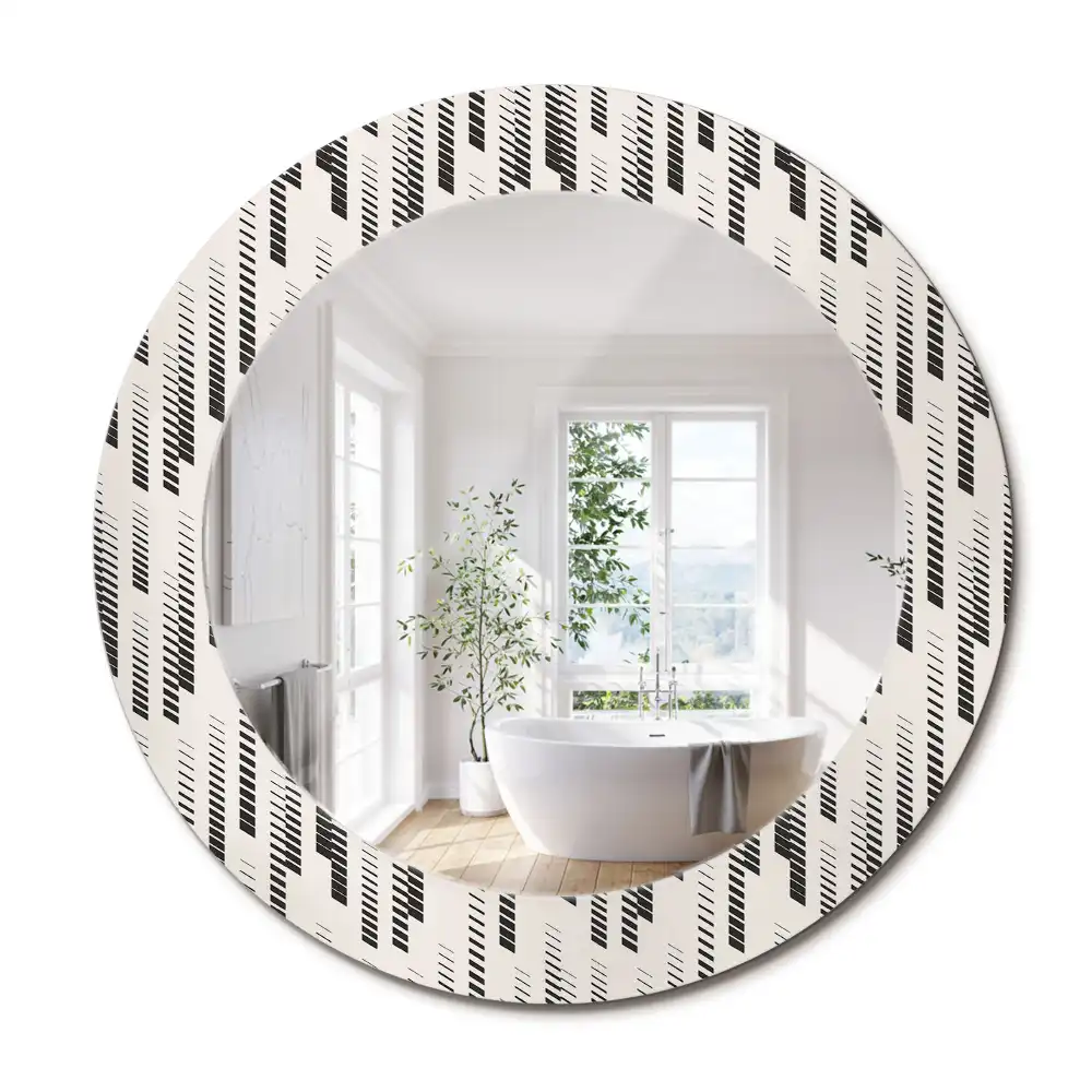 Oglindă rotundă decorativă de perete cu model cu dungi