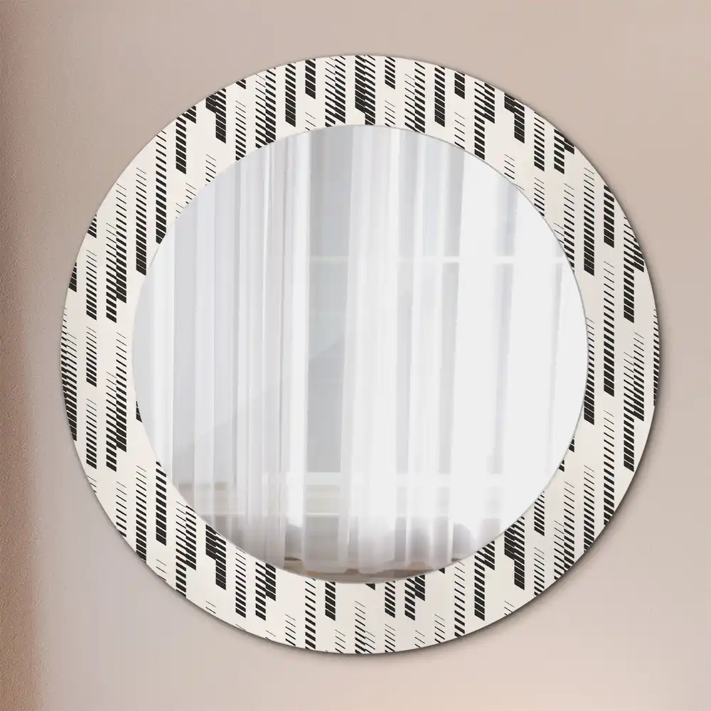 Oglindă rotundă decorativă de perete cu model cu dungi