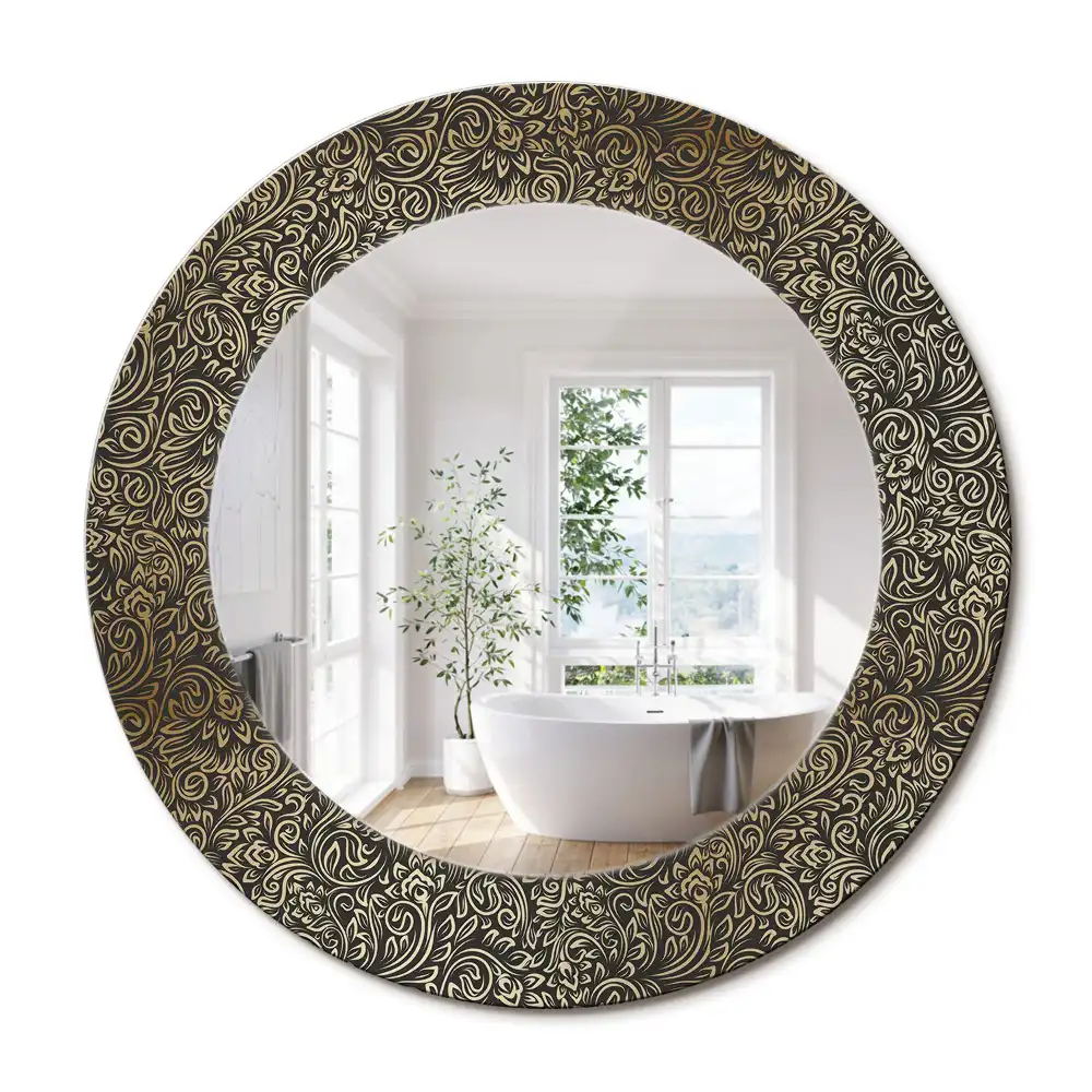 Oglindă decorativă rotundă cu ornament floral