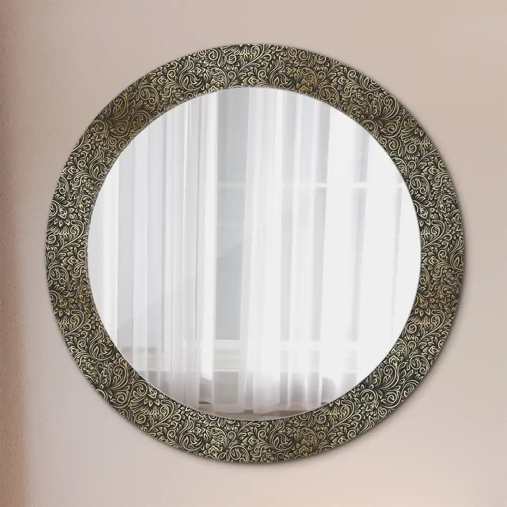 Oglindă decorativă rotundă cu ornament floral