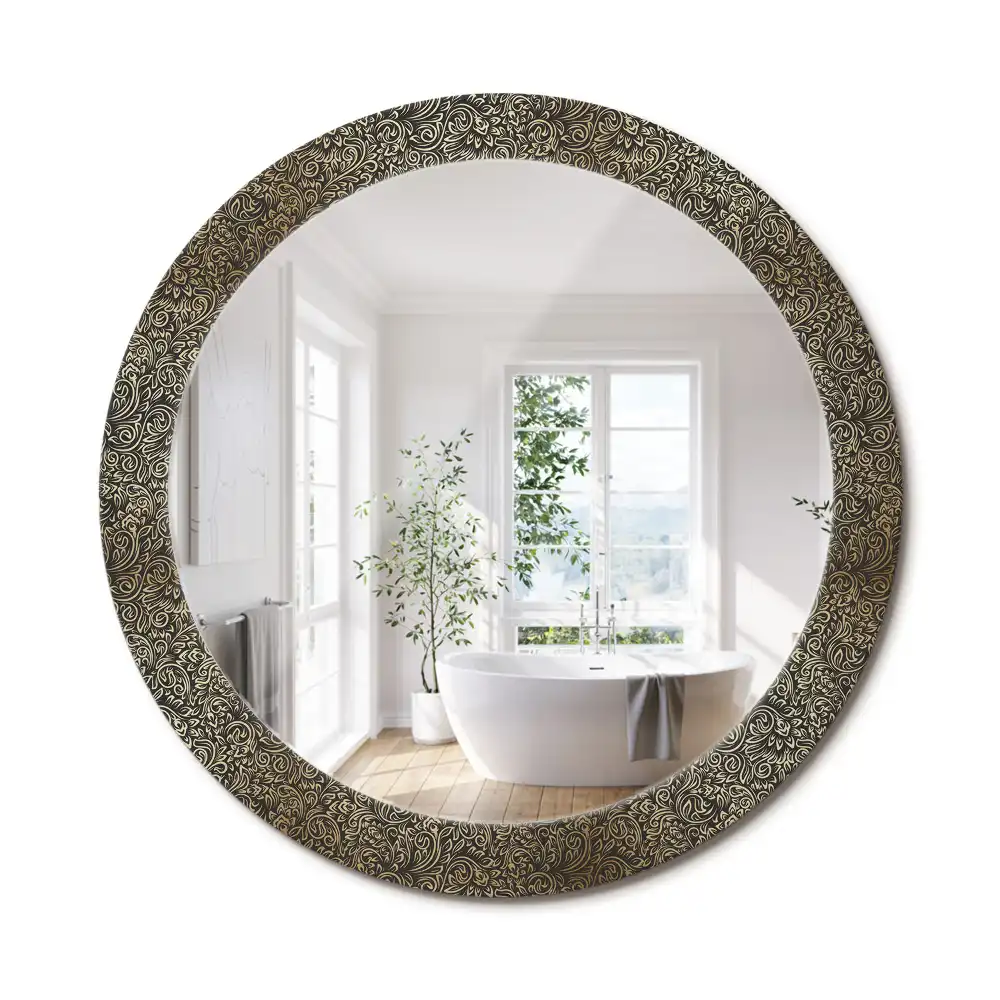 Oglindă decorativă rotundă cu ornament floral