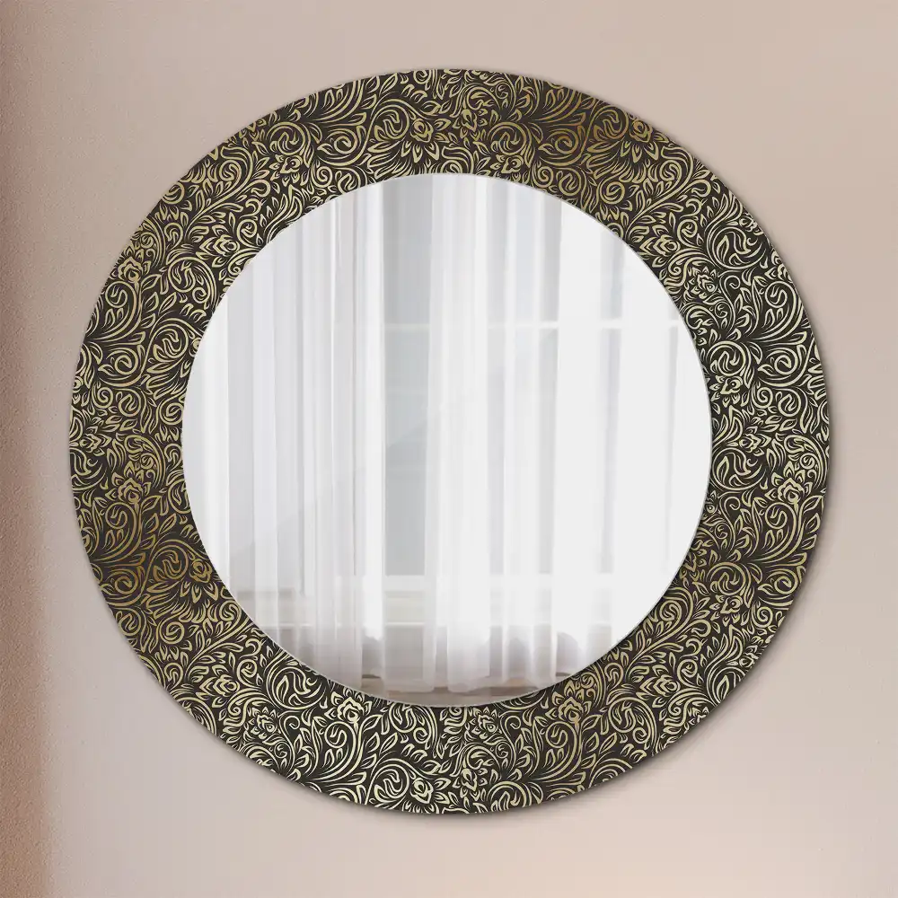 Oglindă decorativă rotundă cu ornament floral
