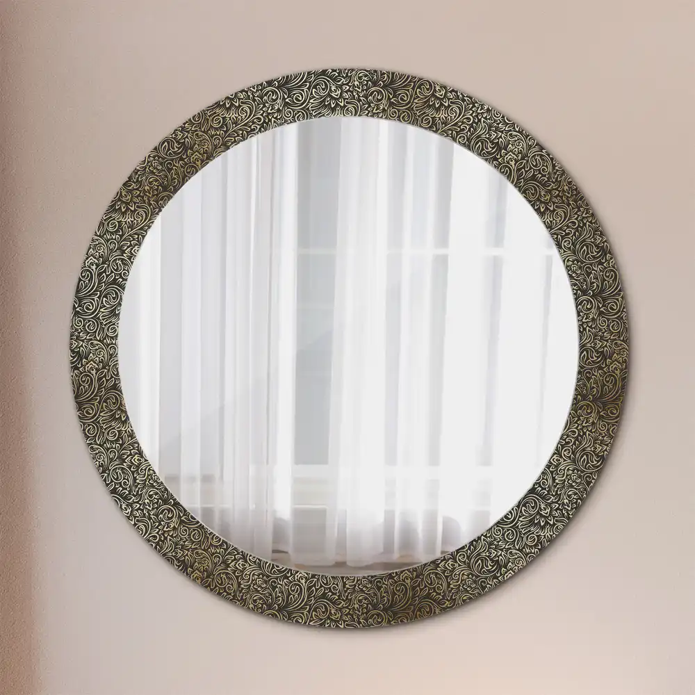 Oglindă decorativă rotundă cu ornament floral