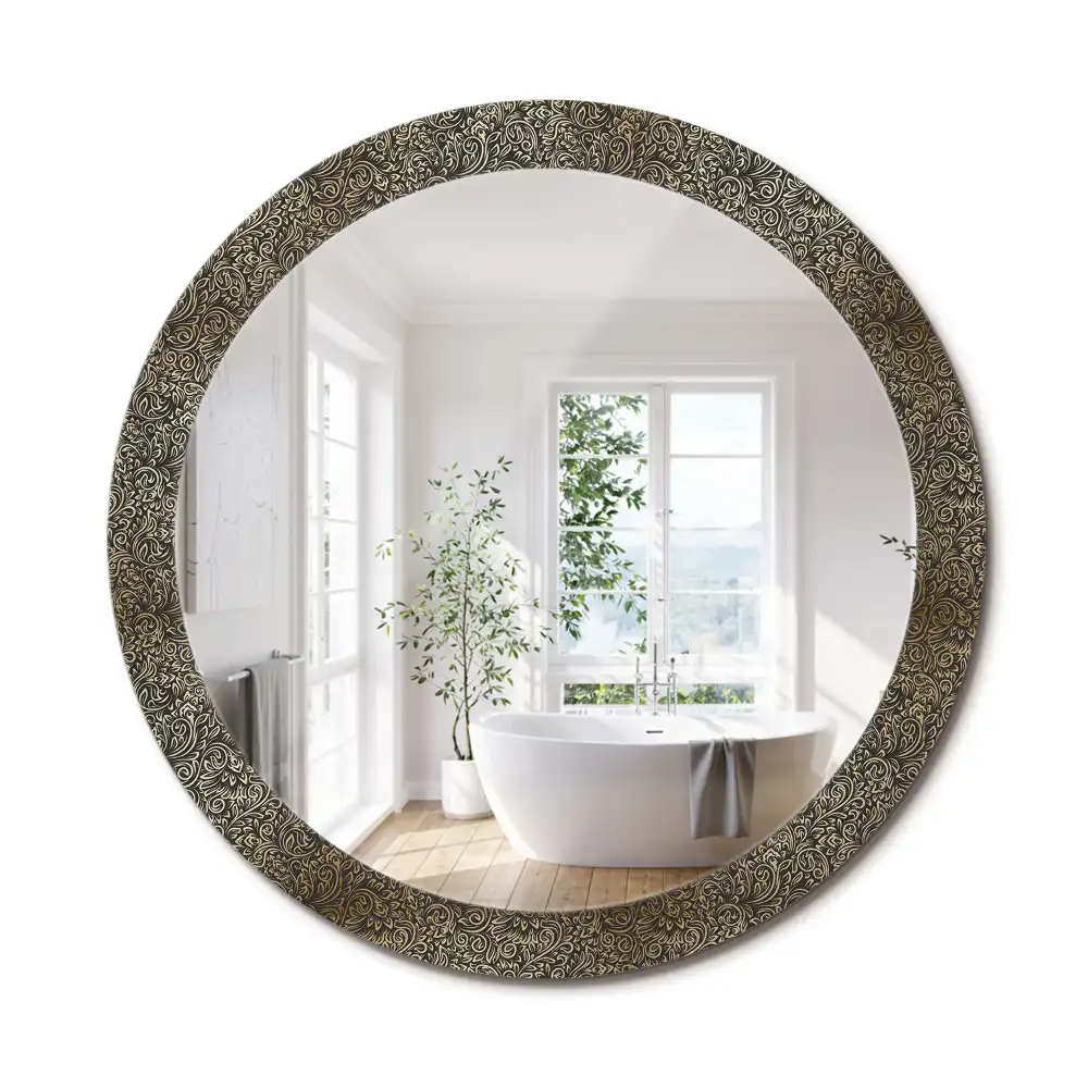 Oglindă decorativă rotundă cu ornament floral