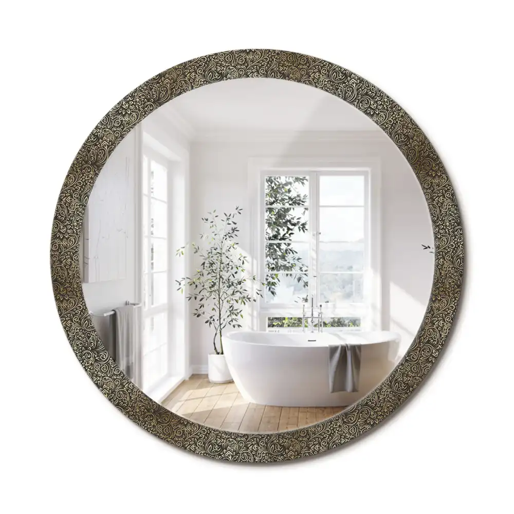 Oglindă decorativă rotundă cu ornament floral