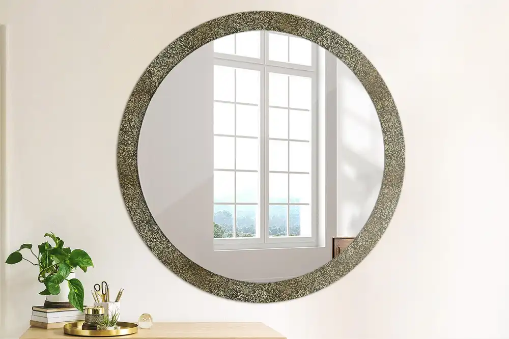 Oglindă decorativă rotundă cu ornament floral