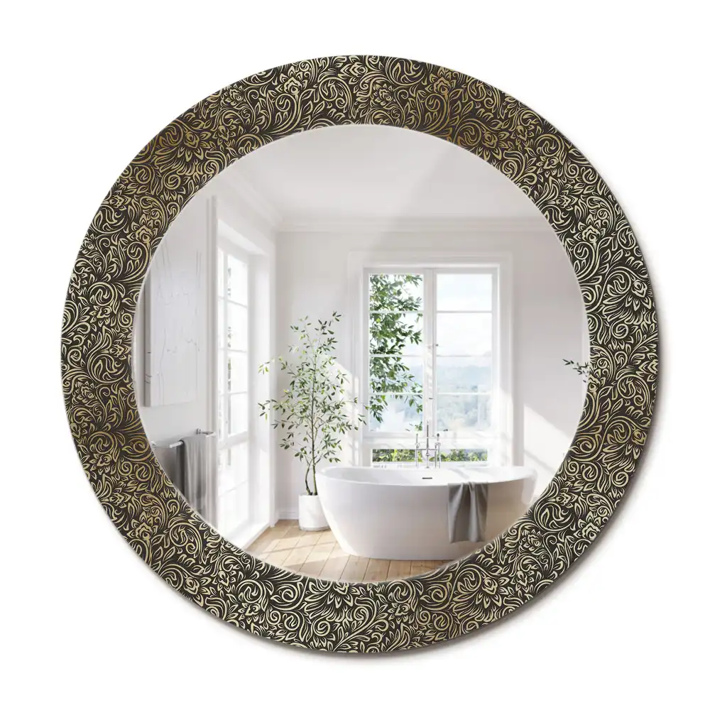 Oglindă decorativă rotundă cu ornament floral